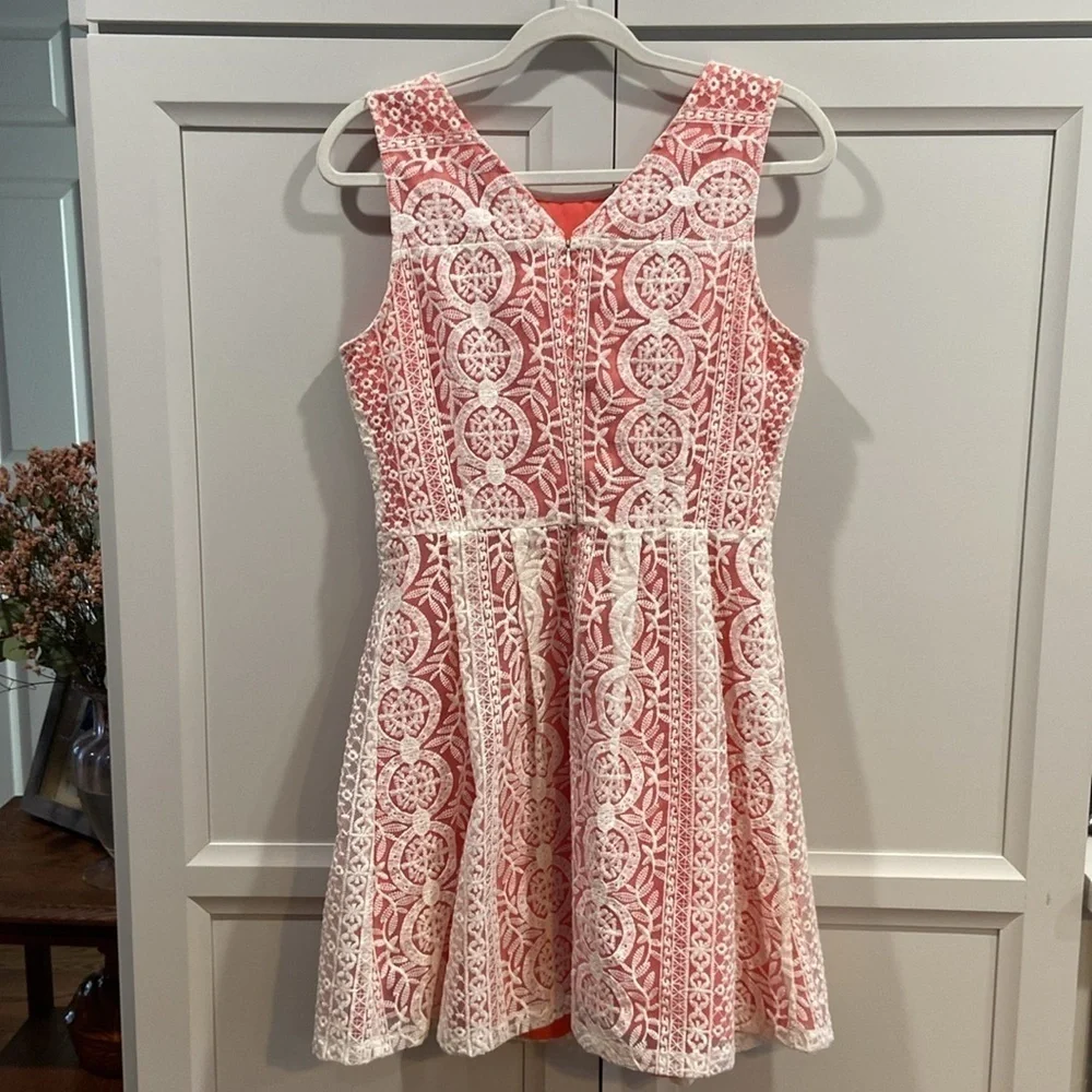 Altar’d State Lace Crochet Dress White Pink Lining Size Medium